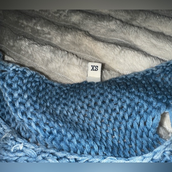 R13 Distressed Boyfriend Crewneck Sweater in Indigo Blue Size XS - Picture 11 of 13